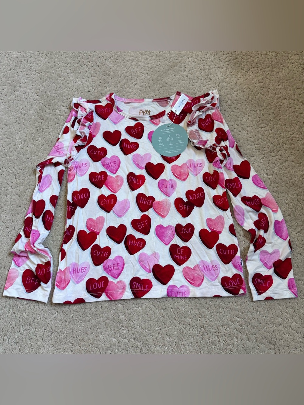 NWT Play by Little Sleepies Candy Cuties Flutter Tee Bamboo Long Sleeve Size 8